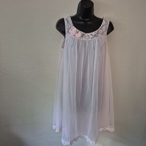 Vintage 60s Vanity Fair Pink Sheer Baby Doll Negligee 8P